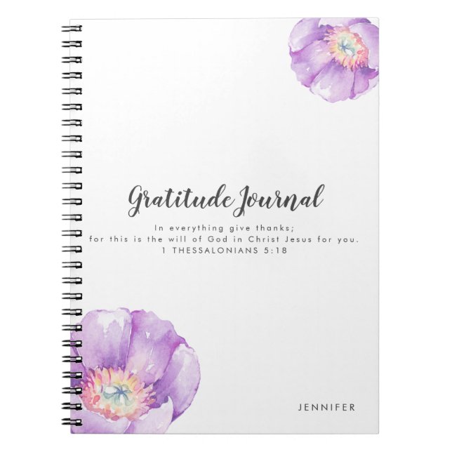 Lilac Blume Personalisiert DankJournal Notizblock (Vorderseite)