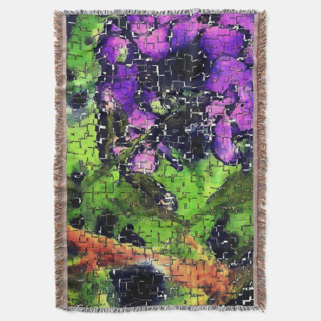 Lilac-Blume und Blätter in geschnitztem Mosaik Decke (Vorderseite Vertikal)