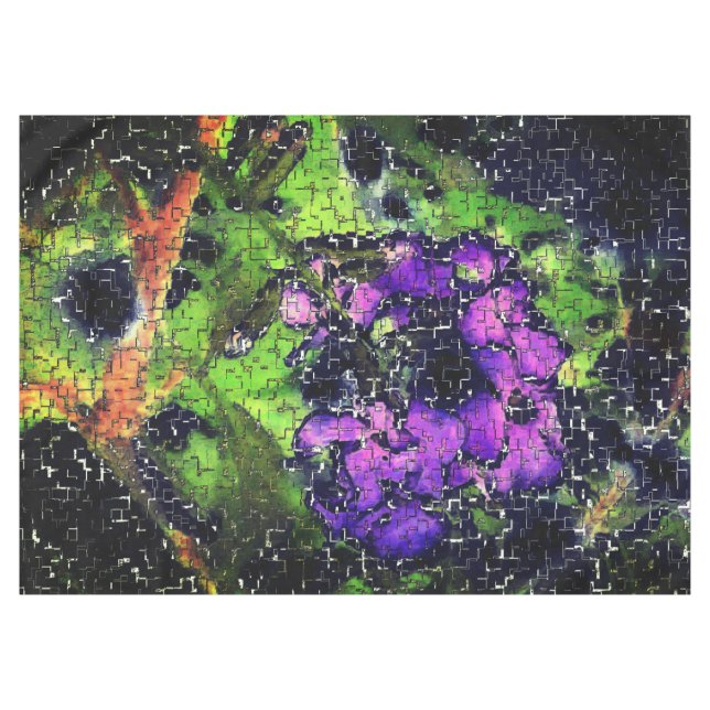 Lilac-Blume und Blätter in geschnitztem Mosaik Tischdecke (Vorderseite (Horizontal))