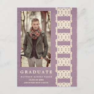 Lilac Boho Tribal Texture Foto Abschluss Ankündigungspostkarte