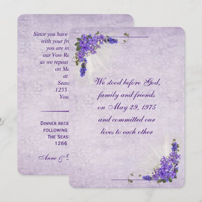 Lilac Bouquets für die Vow Renewal Einladung (Vorne/Hinten)