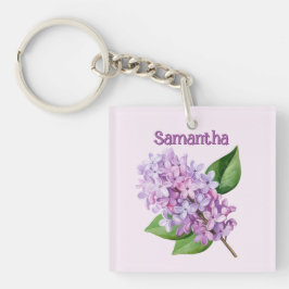 Lilac Branch on Soft Pink Background Schlüsselanhänger