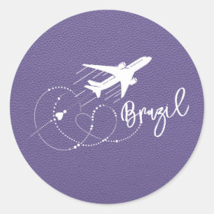 Lilac Brazil Passport Runder Aufkleber