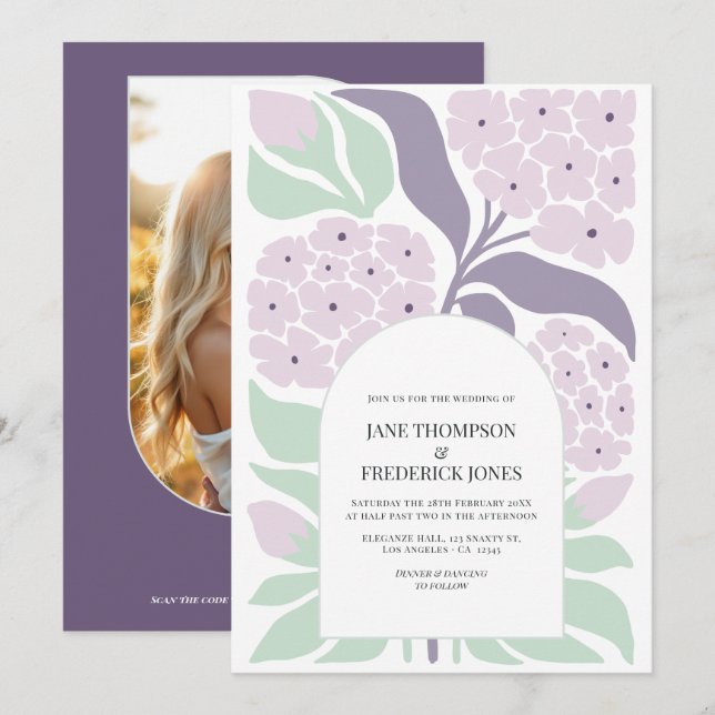 Lilac Breeze Floral Modern Spring Wedding Einladung (Vorne/Hinten)