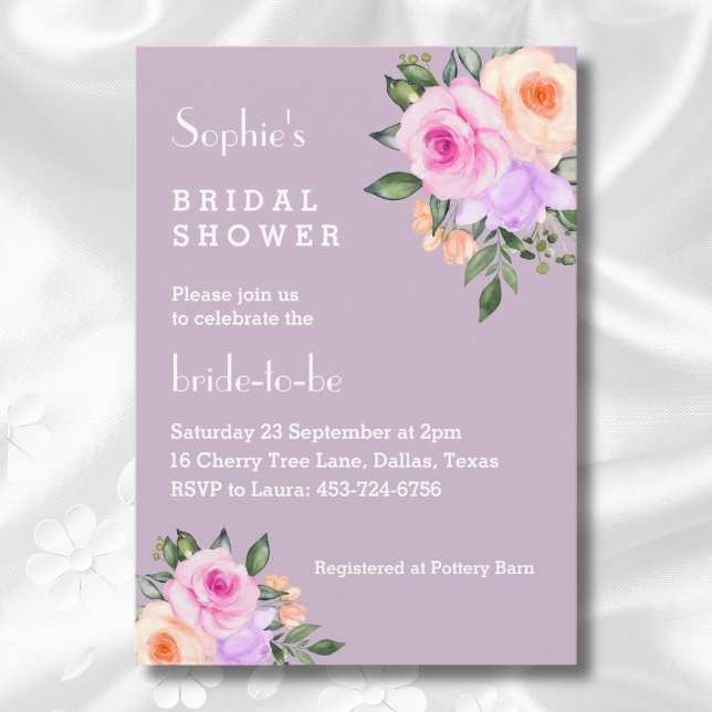 Lilac Bright Floral Pink Roses Brautparty Einladung (Von Creator hochgeladen)