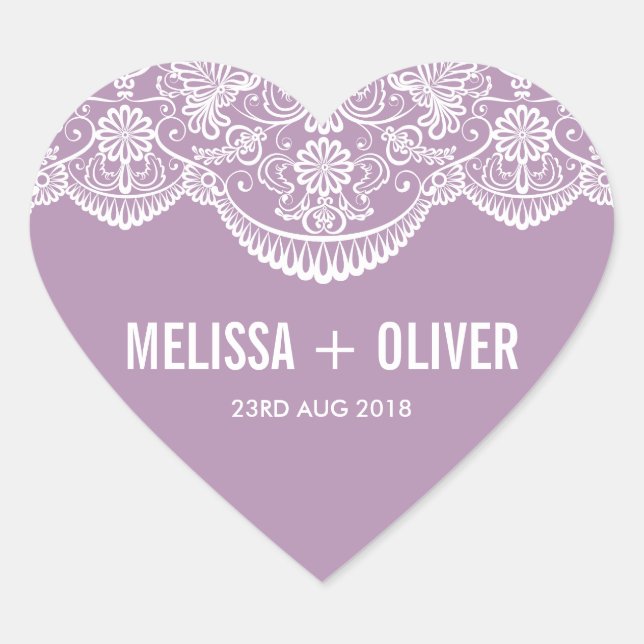 Lilac Brocade Lace | Sticker Coeur Mariage (Devant)