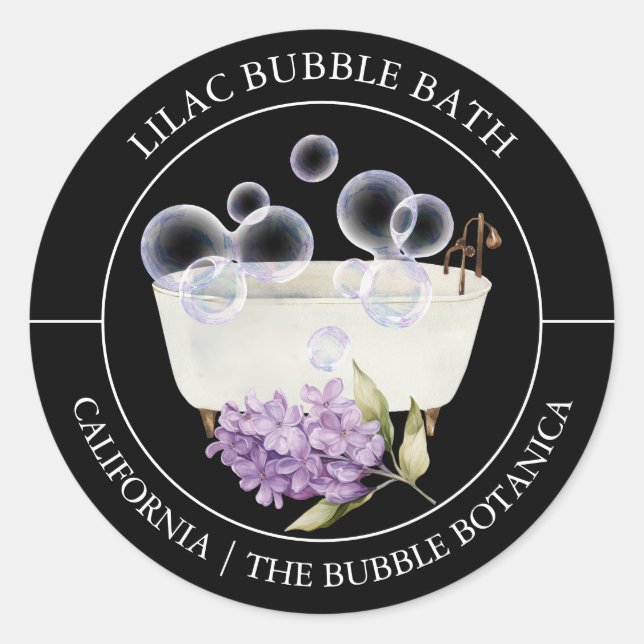 Lilac Bubble Bath-Label Runder Aufkleber (Vorderseite)