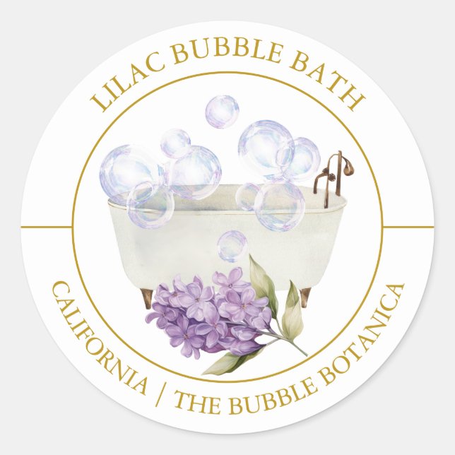 Lilac Bubble Bath-Label Runder Aufkleber (Vorderseite)