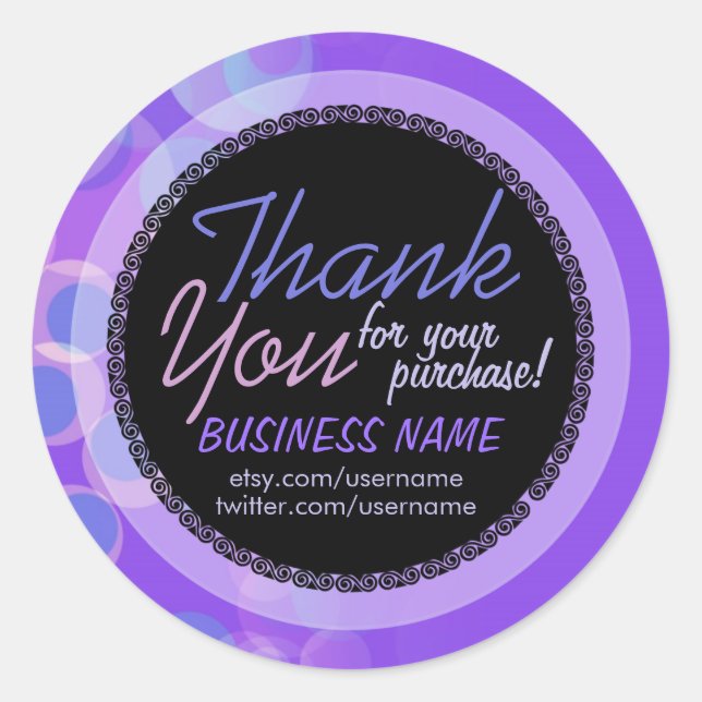 Lilac Bubbles Business Danke Sticker (Vorderseite)