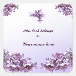 Lilac Buchzeichen Quadratischer Aufkleber