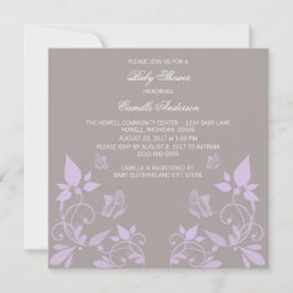 Lilac Butterfly Floral Baby Showroom Einladung