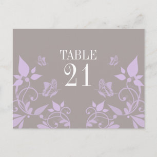 Lilac Butterfly Floral Tischnummer Postkarte