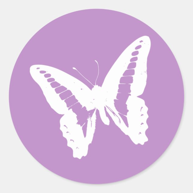 Lilac Butterfly Sticker-Siegel Runder Aufkleber (Vorderseite)