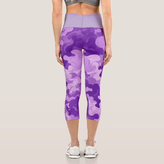 Lilac camo pattern capri leggings