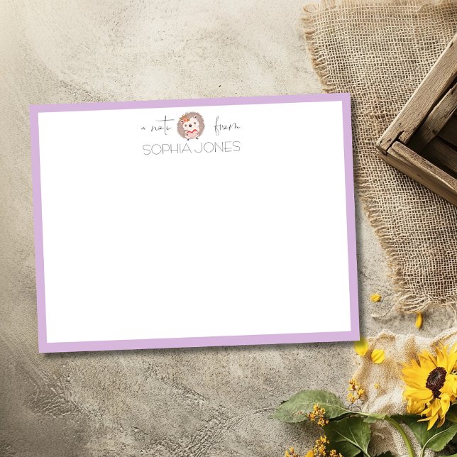 Lilac Chic Hedgehog Stationery Note Card Einladung (Von Creator hochgeladen)