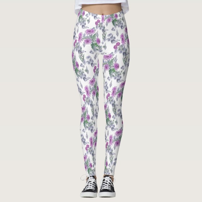 Lilac chrysanthemas, Aquarell-Leggings Leggings (Vorderseite)