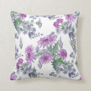 Lilac chrysanthemas, Aquarellfarben Kissen