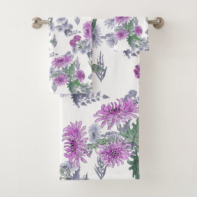 Lilac chrysanthemum , watercolor (En situation)