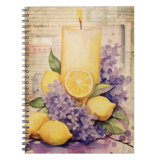 Lilac, Citron Et Carnet Spiral Aux Bougies