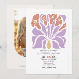 Lilac & Clay Rose Abstract Floral Boho Wedding Einladung