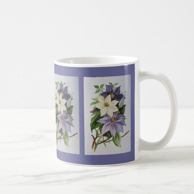 Lilac Clematis Vine Acrylmalerei Kaffeetasse (Rechts)