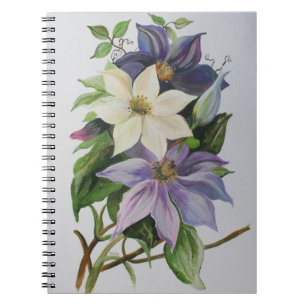Lilac Clematis Vine Acrylmalerei Notizblock