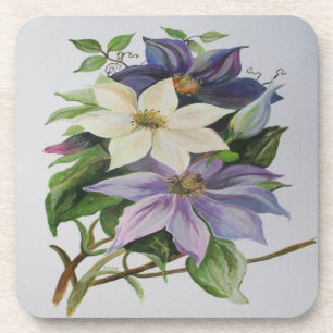 Lilac Clematis Vine Acrylmalerei Untersetzer