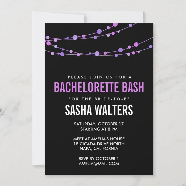 Lilac Confetti Bachelorette Party Invitation (Devant)