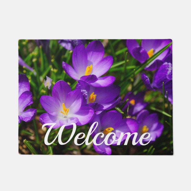Lilac Crocuses Welcome Doormat Fußmatte (Vorderseite)
