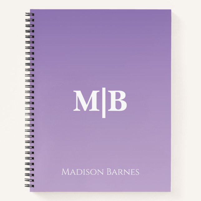 Lilac Custom Monogram Name Notizbuch (Vorderseite)