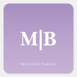 Lilac Custom Monogram Name Quadratischer Aufkleber