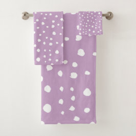 Lilac-Dalmatiner-Punkte, Dalmatiner-Punkte, gepunk Badhandtuch Set