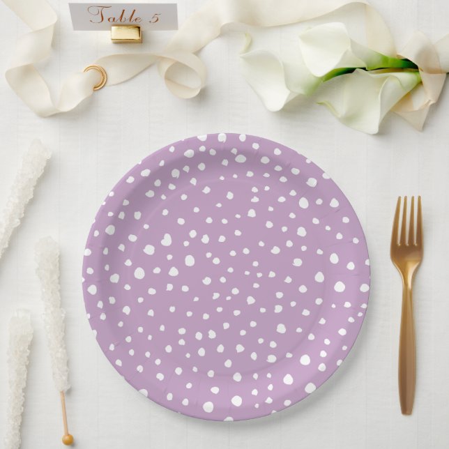 Lilac-Dalmatiner-Punkte, Dalmatiner-Punkte, gepunk Pappteller (Hochzeit)
