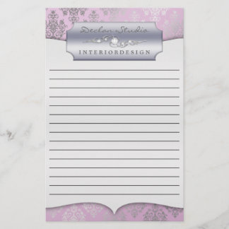 Lilac Dashing Damask Lined Business Stationary Briefpapier