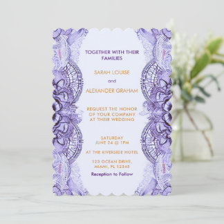 Lilac Delicate Lace Design Hochzeit Einladung