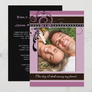 Lilac Dots & Wirbel Wedding Foto Einladung