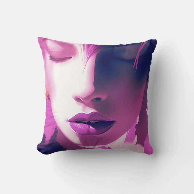 Lilac Dream Whisper - Serene, Ethereal, Lila Kissen (Vorderseite)