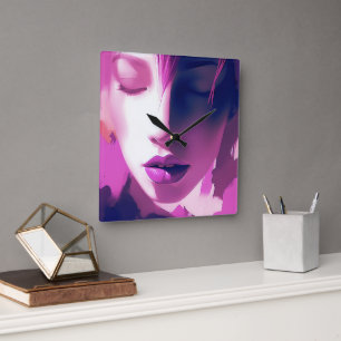 Lilac Dream Whisper - Serene, Ethereal, Lila Quadratische Wanduhr