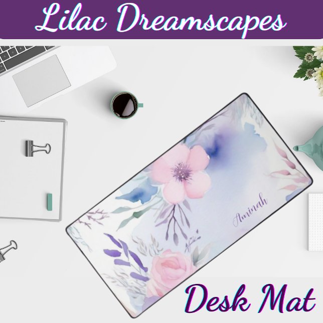 Lilac Dreamscapes personnalisable ( Elevate your study space with the Lilac Dreamscapes Customizable Desk mat!)