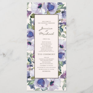 Lilac Dusty Blue Boho Programme de mariage floral
