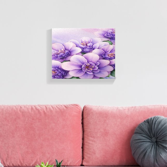 Lilac et Bourgogne en toile étirée florale Imprime (Insitu(Salon))