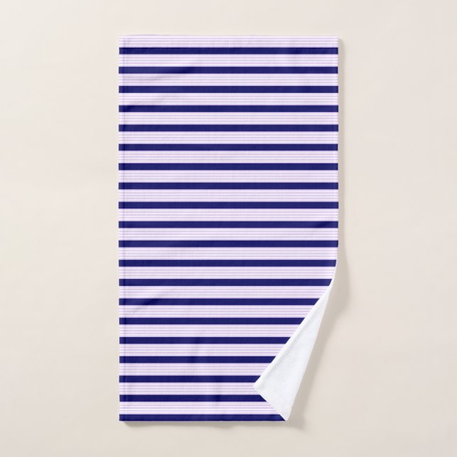 Lilac et rayures blanches motif avec bleu marine (Serviette à main)