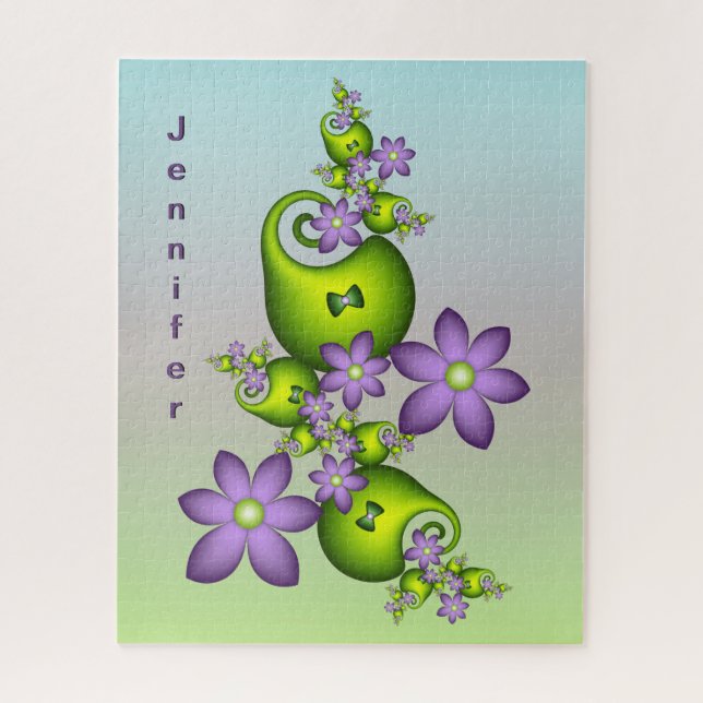 Lilac Fantasy Blume Grüne Formen Fraktal Name (Vertikal)