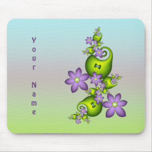 Lilac Fantasy Blume Grüne Formen Fraktal Name Mousepad