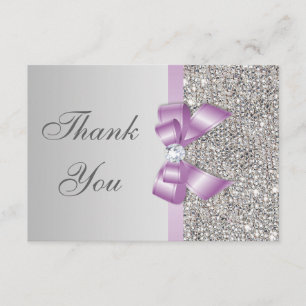 Lilac Faux Bow Merci de diamants en argent
