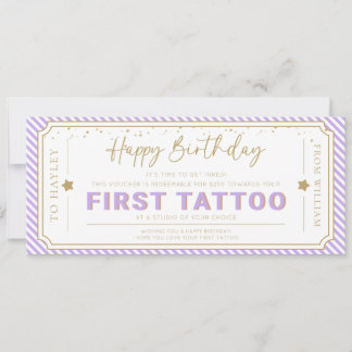 Lilac First Tattoo Geburtstagsgeschenkgutschein Ka Einladung