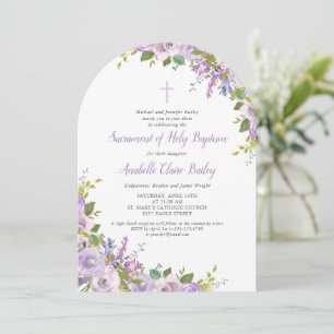 Lilac Floral Baby Girl Taufe Einladung