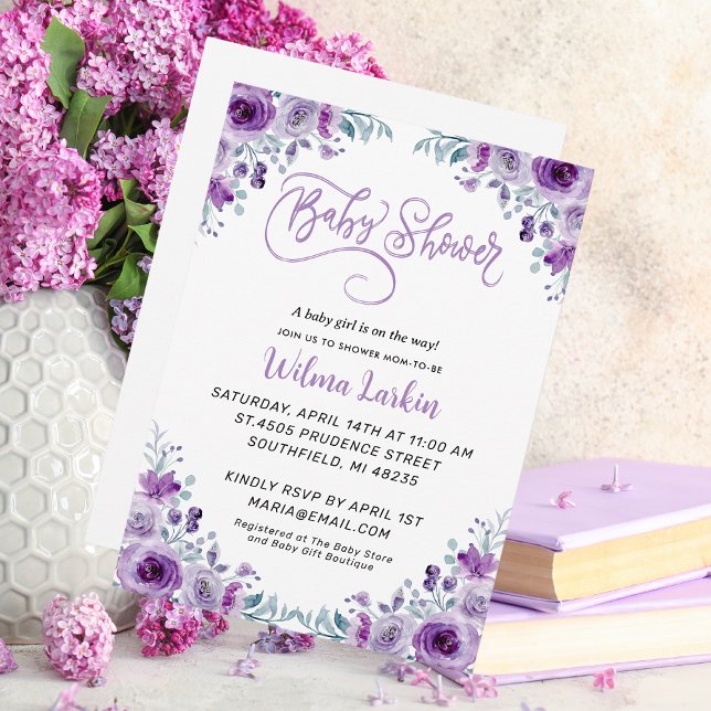 Lilac Floral Baby Shower Einladung (Von Creator hochgeladen)