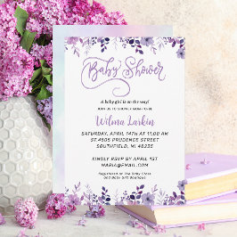 Lilac Floral Baby Shower Einladung