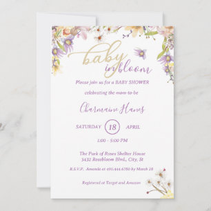 Lilac Floral Blooming Baby Dusche Einladung